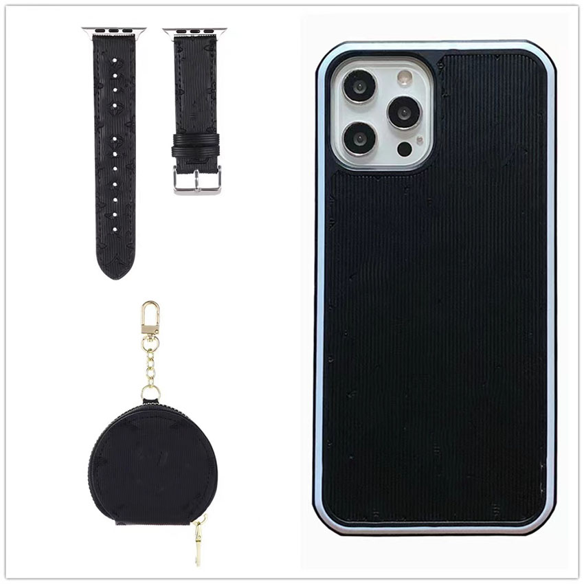 Modeontwerper lederen telefoonhoesjes AirPods Case Watchband Luxe iPhone 13 12 11 Pro Max AirPod Pro 3 2 1 Apple Watch Band 1 2 3 4 5 6 7 -pakket.