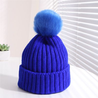 Autumn Winter Baby Kids Knitted Hat Wool Ball Skull Cap Girls Boys Beanies Children Hats Fit 1-6T