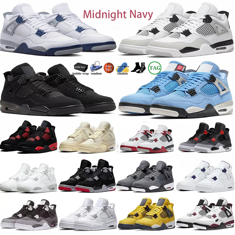 4s basketball shoes Midnight Navy Military Black jumpmen 4 men Red Thunder Sail Black Cat White Oreo Pure Money Infrared Cool Grey women mens sneakers