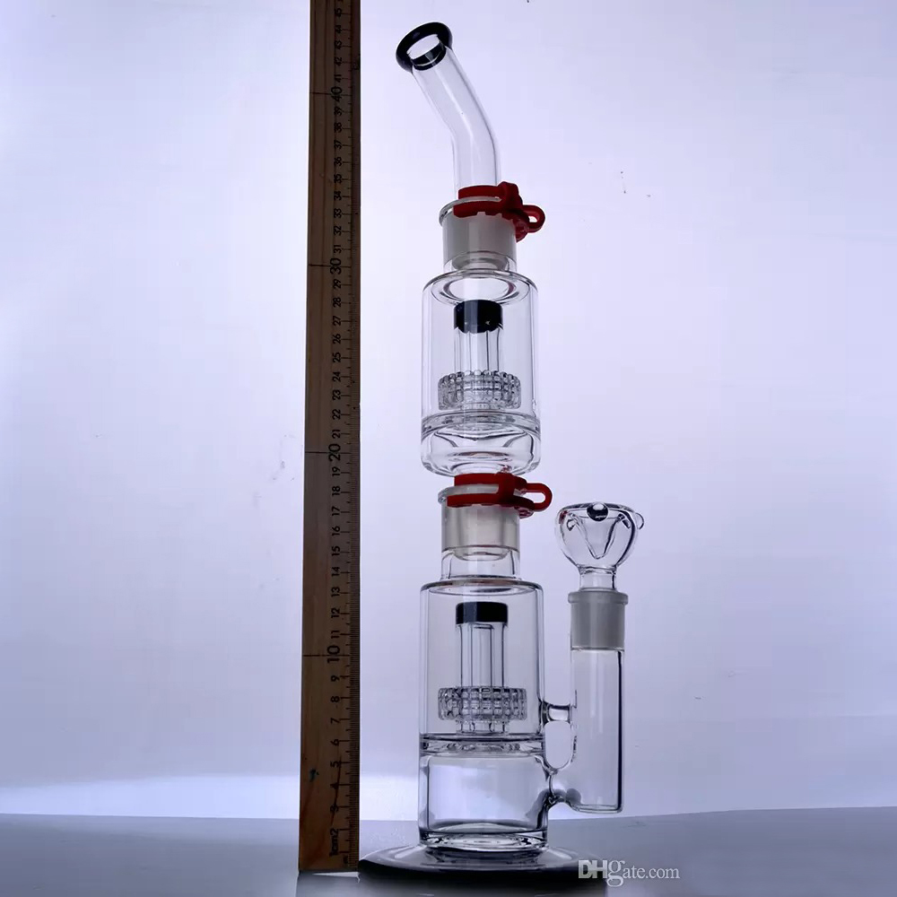 18 pouces Build A Bong Matrix Tire Perc Glass Hookahs Tall Splicing Bubbler Recycler Water Pipes Oil Rigs avec 18mm Joint Smoking Accessoires