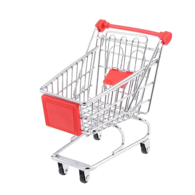 Supermarket Handcart Baby Toys Mini Trolley Toy Storage Folding Shopping Cast Basket