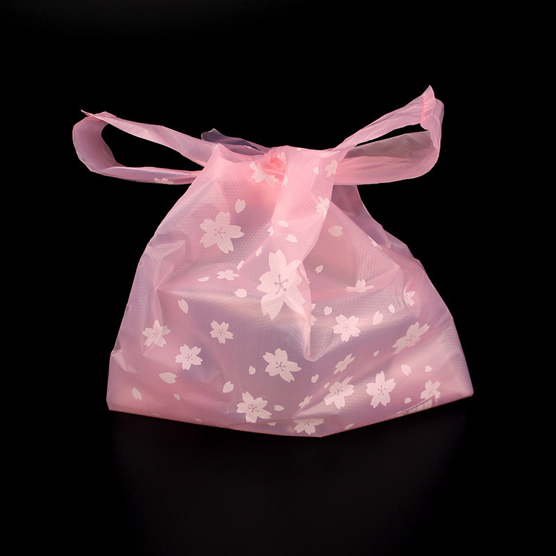 Supermarket Shopping Plastic bags Pink Cherry Blossom Vest Gift Cosmetic Bags Food packaging bag Candy Bag 220822