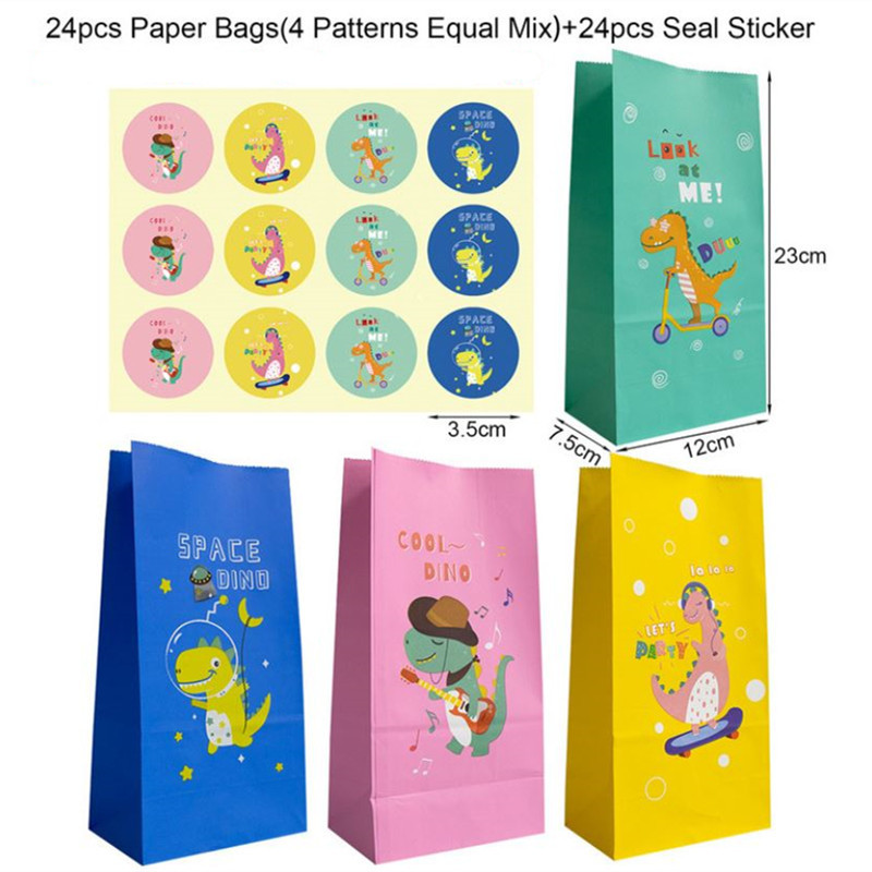 Bolsas de envases de dinosaurios lindos de 24set Bolsas de regalo de cumpleaños para niños Cajas de dulces con dulces con pegatina decoración de dino 220822 Bolsas de envases de dinosaurios lindos de 24set Bolsas de regalo de cumpleaños para niños Cajas de dulces con dulces con pegatina decoración de dino 220822