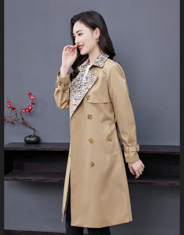 Women Fashion England Design Trench Coat Ong Syster Trench Size S-XXL Khaki Color B8616F460