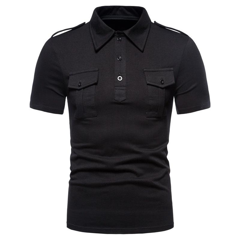 Polos Para Hombre Männer Marke Casual Einfarbig Doppel Tasche Polo Homme Cargo Kampf Training Polo-Shirt Für Männer Sommer tops 220822