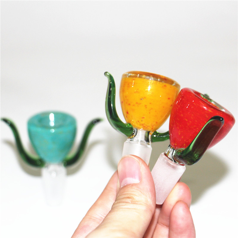 Narguilés colorés 14 mm, joint femelle, bol en verre pour pipe à fumer, barboteur en verre, collecteur de cendres, tuyaux à main en silicone