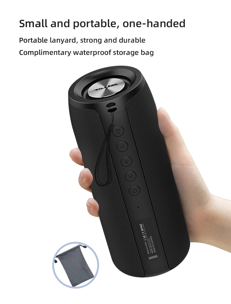 TWS Taşınabilir Hoparlör Kablosuz 10W Çift Korna Hoparlörleri Derin subwoofer mavi diş stereo Yüksek Hacim Ses Hoparlörü 12H USB Oyuncu Halat ile Su geçirmez 3,5mm Jack