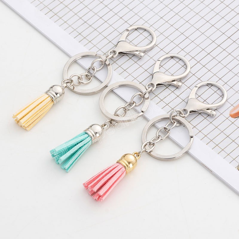 Luxury Pu Leather Tassel Key Chain Ring Fringe Keychains Keyring Holder Diy Decoration Curtain Bag Tassel Accessories