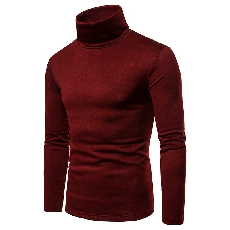 Pull à col roulé à manches longues pour hommes, coupe cintrée, couleur unie, sous-vêtement thermique tricoté, 220822