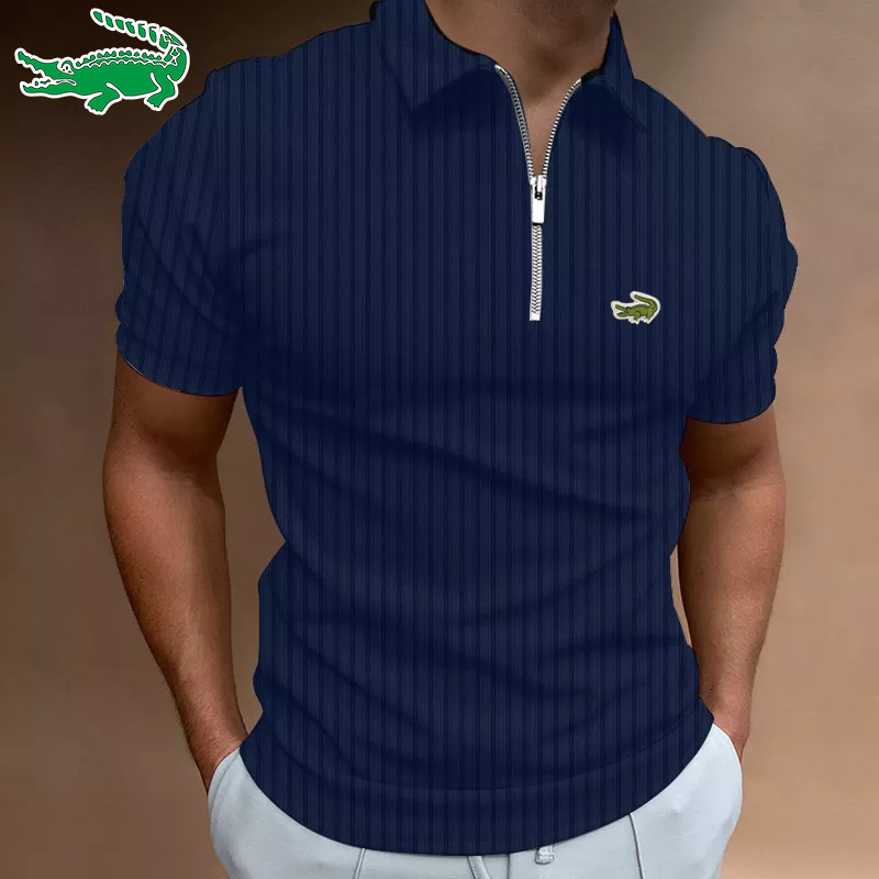 Design de alta qualidade Summer Mens Polos Shirts Casual Manga Casual Marca Polos Hommes Moda Tops Tops Zipper 220822