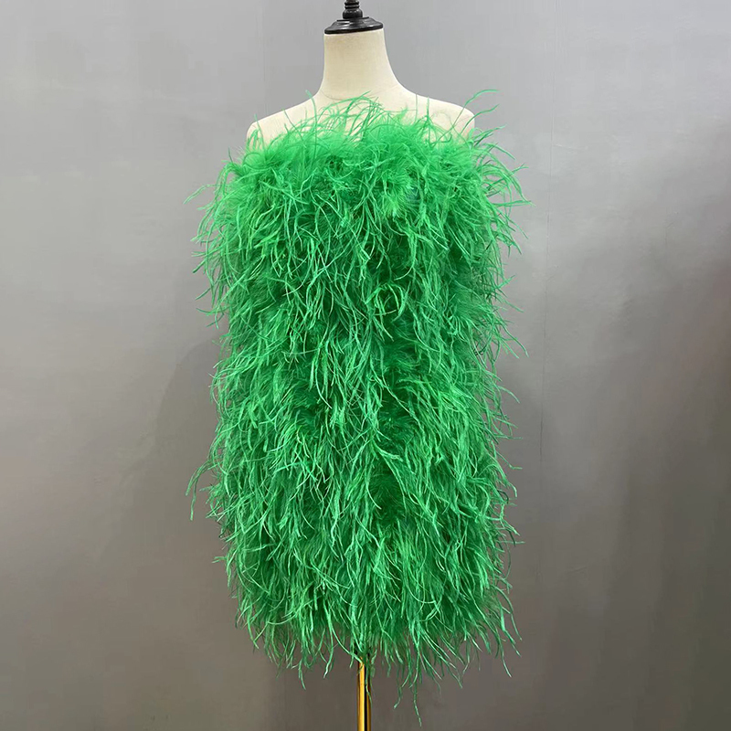 Spring Winter Fashion Long Ostrich Dress Women Wedding Natural Turkey Feather Gilet Long Hair Lady Fluffy Wrap S4082 220822