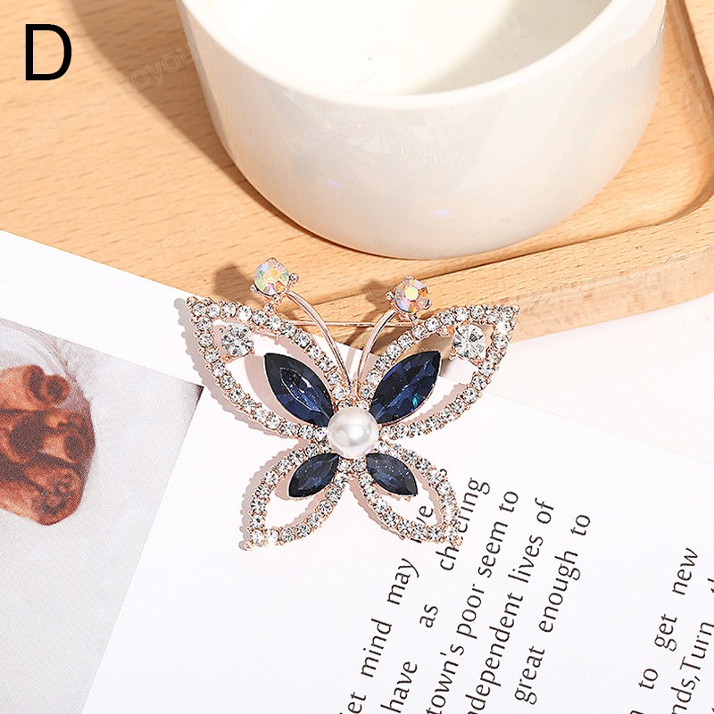 Modne broszki motylowe kobiety luksusowe kryształowe imitacyjne imitujące broszki perły
