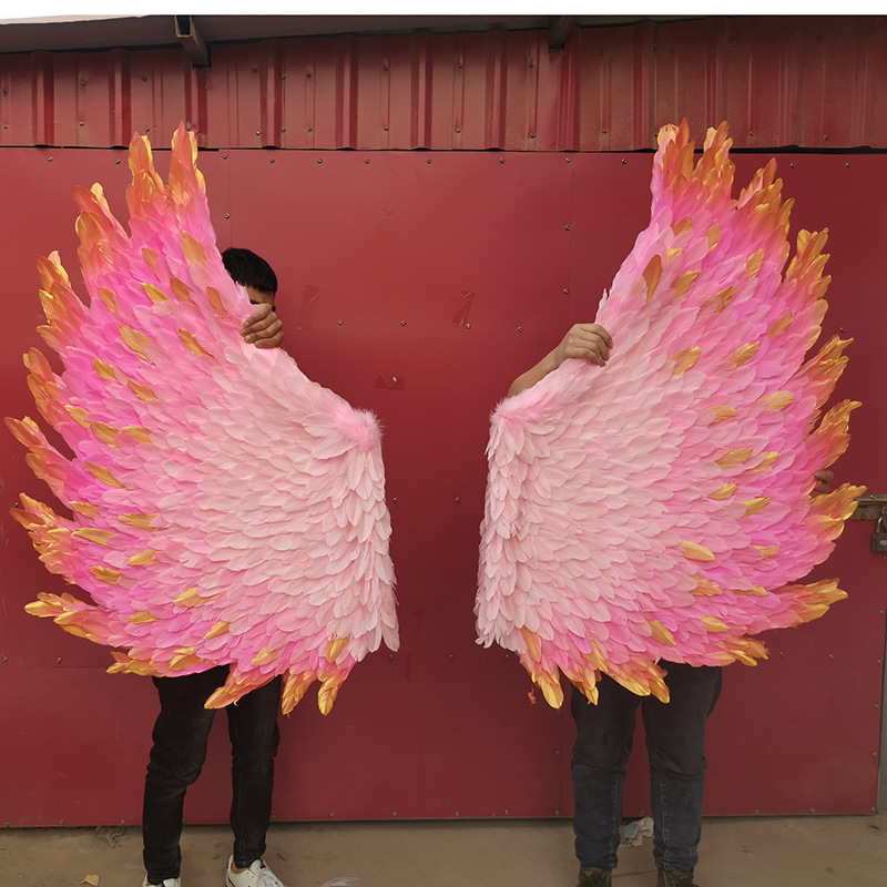 Fournitures de grande fête, décorations de balançoires créatives personnalisées, grandes ailes d'ange en plumes roses, accessoires de tir de photographie mignons 3645363