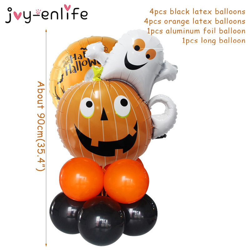 Other Festive Party Supplies set Halloween Pumpkin Ghost Witch Bat Foil Balloons Set Decoration Hallowmas Black Orange Ballon 220826