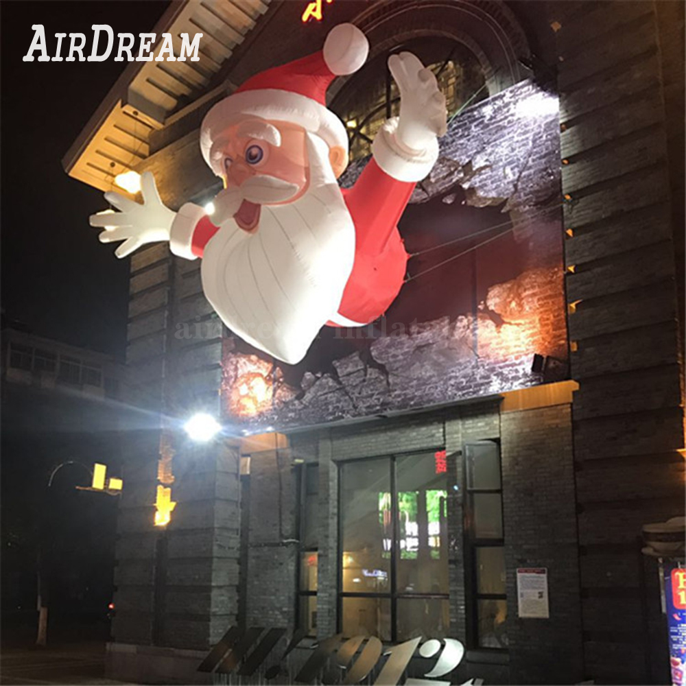 Prezzo di fabbrica Babbo Natale LED illuminato Babbo Natale gonfiabile e presente con sacchetto regalo spedizione gratuita a porta incluso ventilatore