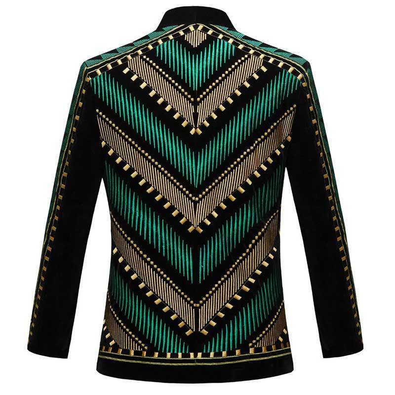 Men's Suits Blazers Luxury African Embroidery Cardigan Blazer Jacket Men Shawl Lapel Slim Fit Striped Suit Jacktes Male Party Prom Wedding Costumes 220826