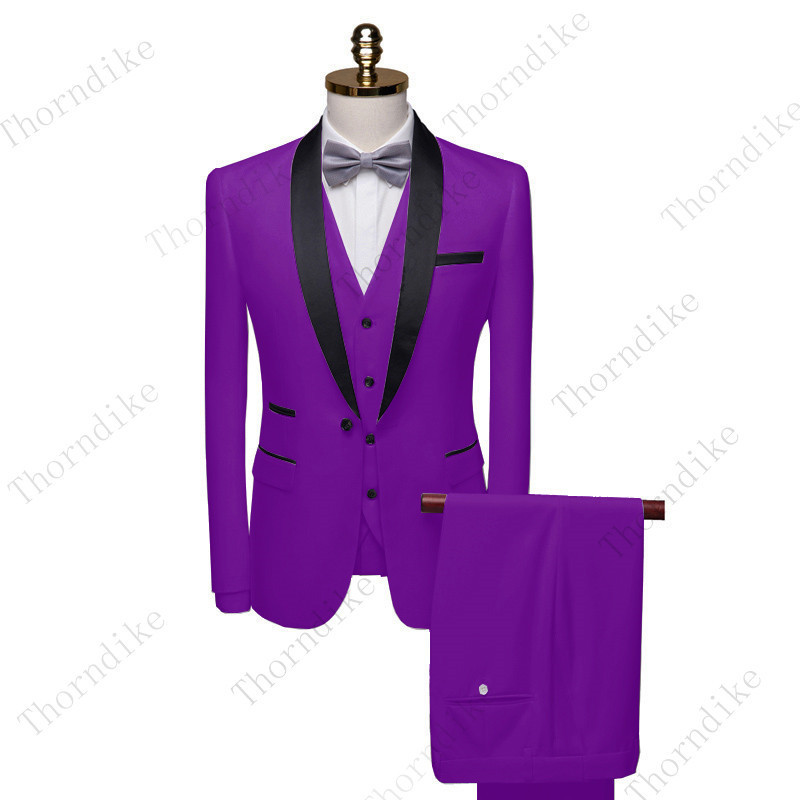 Men's Suits Blazers Thorndike High-end Men Suit Black Collar Suit Male Wedding Groom Slim Fit Standerd Size Blazer Set TuxedoJacketPantVest 220826