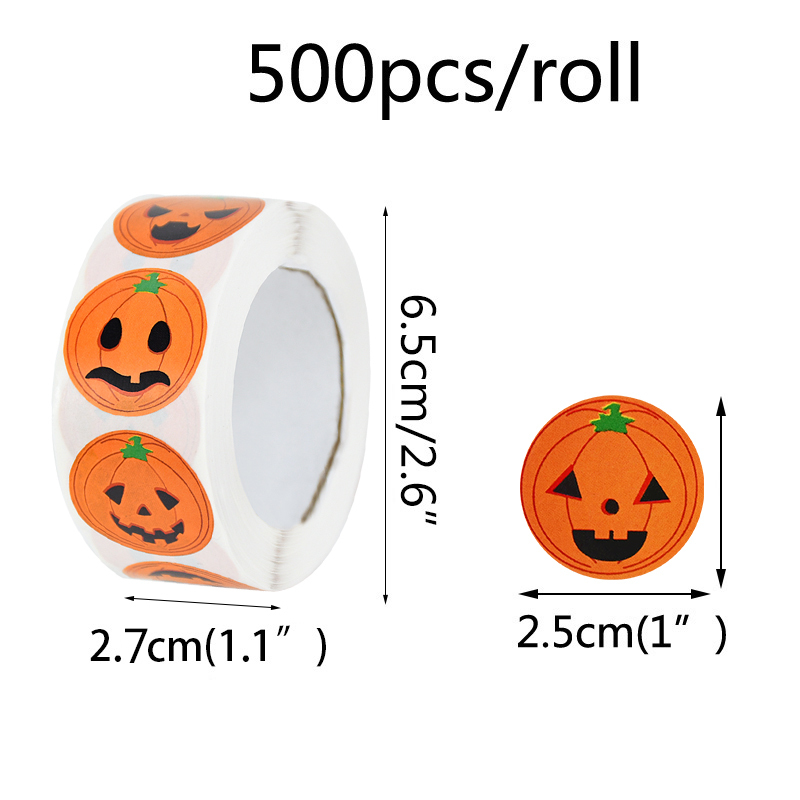 Altri 500 adesivi festivi rotondi di Halloween Etichette decorative di zucca Etichette buste con sigillo sacchetti di caramelle Confezione regalo Adesivo di carta 220826