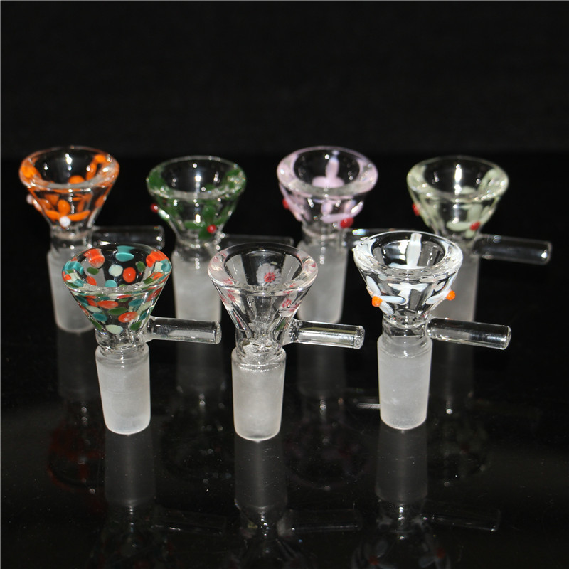 14mm Mannelijke Glazen Kom Stukken Waterpijp Trechter Filter Kom Gezamenlijke Downstem Roken Accessoires Handvat Pijp Bong Olie Dab Rigs