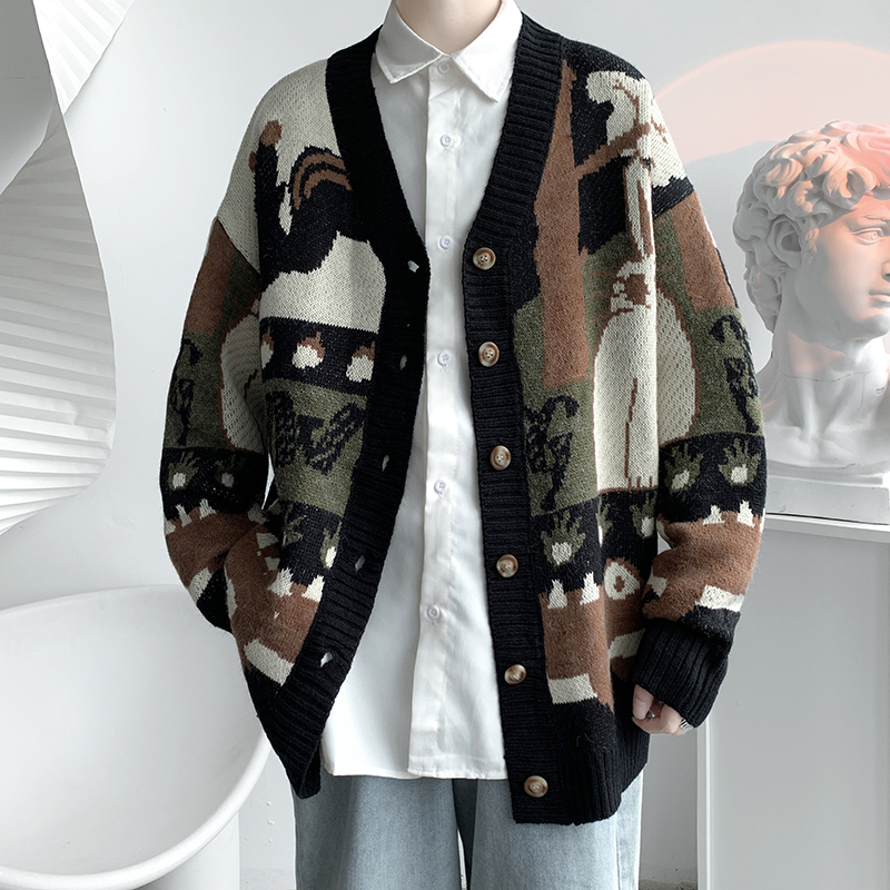 メンズジャケットABFER CARDIGAN EXHISTIZE MENS WINTER SEATER HARAJUKU HIP HIP HINITTEコート秋のバットタウンジャケット特大のセーター220826