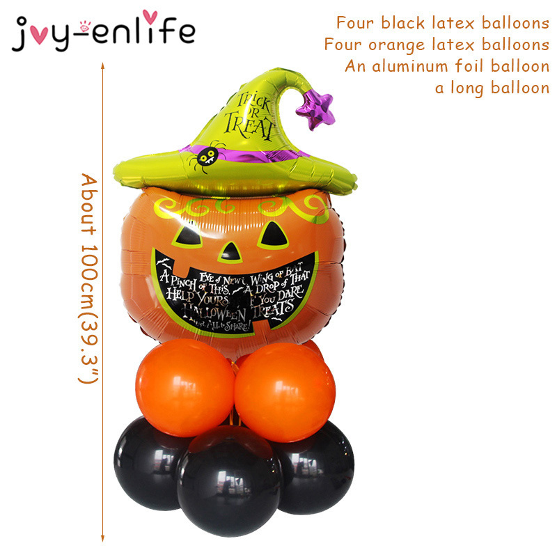 Other Festive Party Supplies set Halloween Pumpkin Ghost Witch Bat Foil Balloons Set Decoration Hallowmas Black Orange Ballon 220826