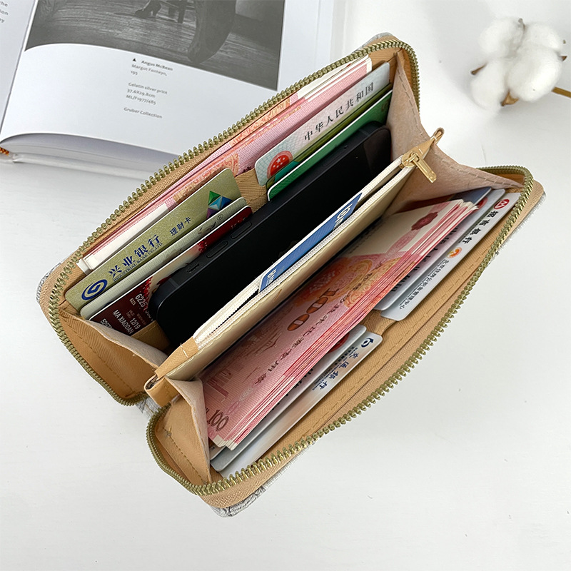 DHLWallets Women PU Floral Embroidery Large Capacity Phone Long Credit Card Holder Mix Color
