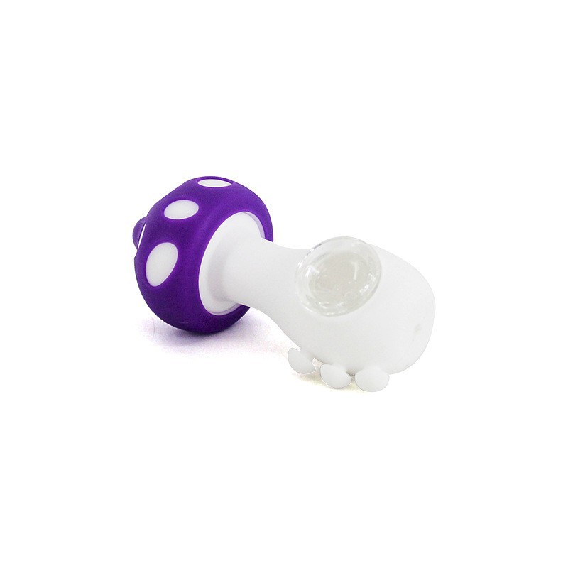 Silicone de champignon coloré avec des tuyaux de cuillère en verre fumant la poignée de tube d'accessoires pour les narguilés Bongs d'eau en verre forme unique SP370