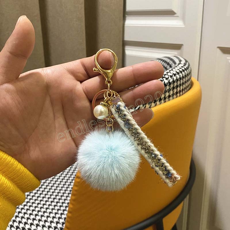 Schlüsselanhänger für Damen, Plüsch, flauschiges Fell, Bommel, Schlüsselanhänger mit Quaste, weicher Kunstpelzball, Auto-Schlüsselanhänger, Taschenanhänger, Schmuck