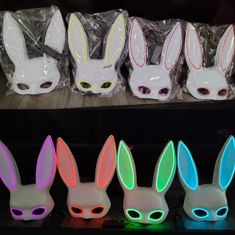 Masques de fête Cosplay masque de fête lumière LED up masque de lapin femmes Halloween masque de lapin Sexy DJ Bar boîte de nuit costumes masques carnaval P9394479