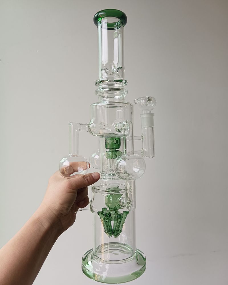 Cachimbos de água grossos de vidro verde de 18 polegadas com filtros cachimbos tipo reto fêmea 18 mm junta