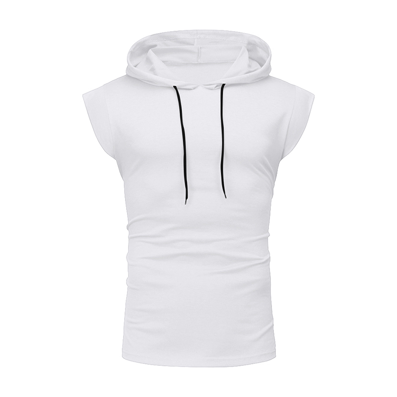 Hoodies masculinos moletons masculinos com capuz regata de verão sem mangas tops com cordão roupas masculinas casuais preto branco coletes slim fit masculino hoodies 220826