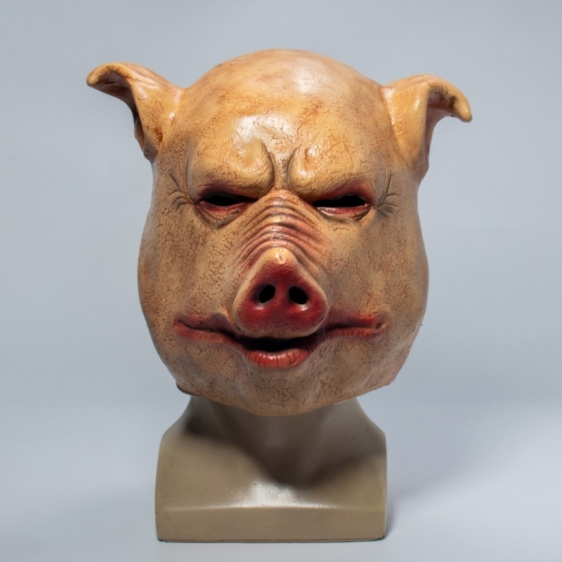 Party Masks Scary Horror Latex Pig Head Mask Masquerade Costume Animal Cosplay Full Face Latex Mask Halloween Party Decoration 220826