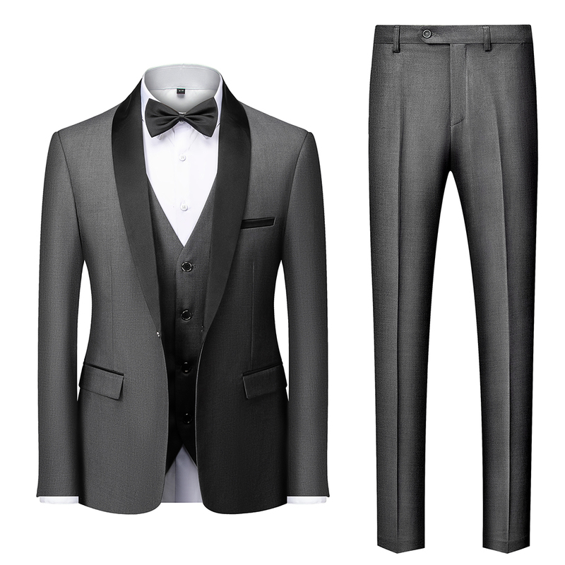 Men's Suits Blazers Men Mariage Color Block Collar Suits Jacket Trousers Waistcoat Male Business Casual Wedding Blazers Coat Vest Pants Set 220826