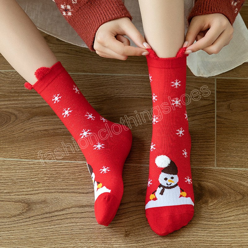 عام كرتون عيد الميلاد الجوارب Elk Snowman Santa Claus Candy Bar Socks Woman Cotton Socks Kids Christmas Gob