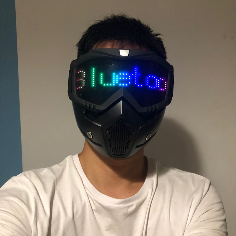 パーティーマスクBluetooth RGBライトアップパーティーカーニバルLEDスキーゴーグルDIY LEDグラスディスプレイマスクスクリーンマトリックスギフトおもちゃ220826