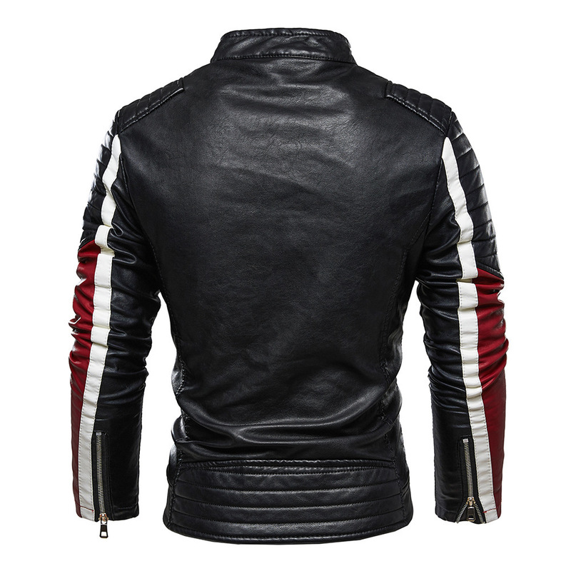 Hommes cuir Faux automne/hiver veste garniture zippée hommes rembourré chaleur manteau décontracté col montant Biker KH08 220912