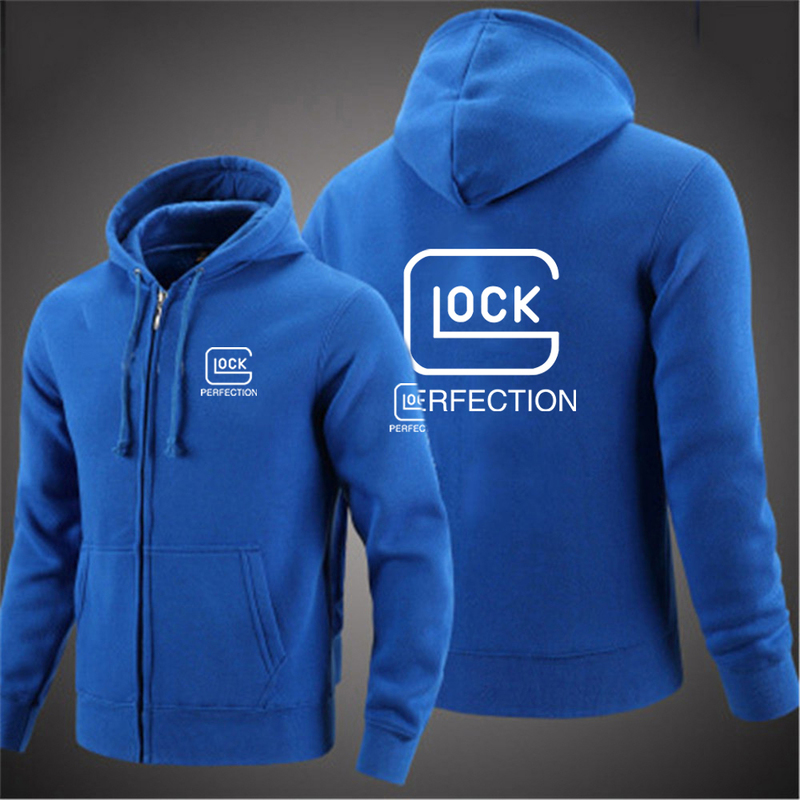 Sweats à capuche pour hommes Sweats Glock Perfection Tir à capuche à manches longues Hommes Veste Cordon de serrage Fermeture à glissière Couleur unie Sweat-shirt décontracté Vêtements 220826