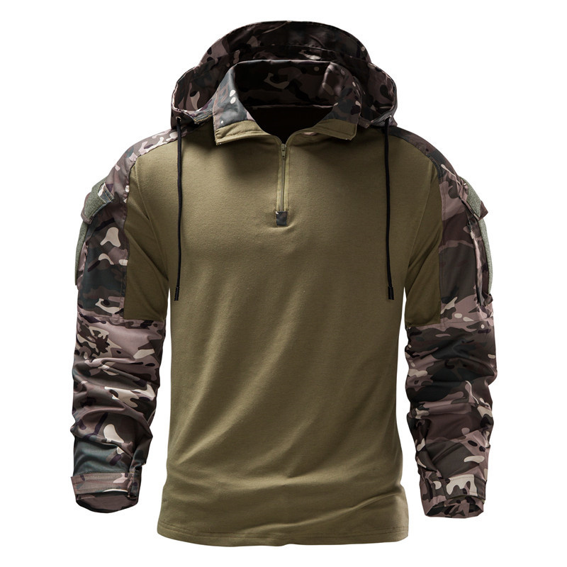 Sweats à capuche pour hommes Sweatshirts T-shirt à manches longues tactique de camouflage militaire pour hommes
