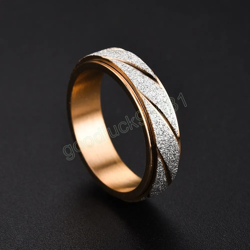 Fashion Spinner Ring for Women Men Rotatable Matte Frosted Finger Ring Anxiety Rings Wedding Couple Jewelry
