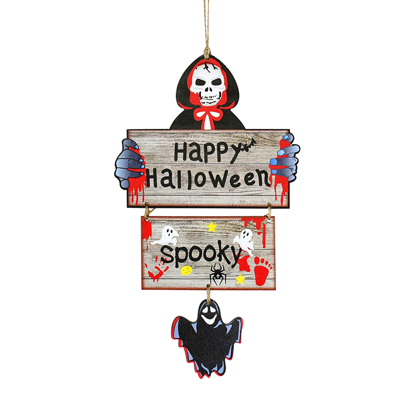 Altre forniture feste festive Halloween Ornamento in legno Ragno Zucca Fantasma Porta in legno Appeso Segni Decorazione pendente casa Regalo bambini 220826