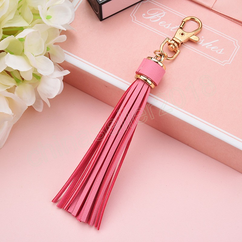 Long PU Leather Tassel Key Chain Ring Fringe Accessories DIY Decoration Curtain Bag Accessories