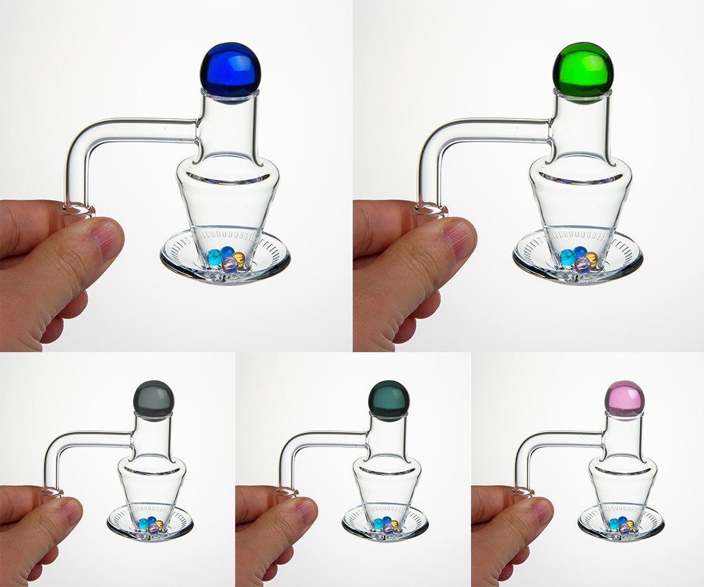 20mm Spinning Banger Set Accessoires pour fumeurs avec 5 perles terp 1 bouchon en verre Carb Joint transparent 10mm 14mm 19mm Mâle / femelle pour Dab Rig Bongs Couleur aléatoire