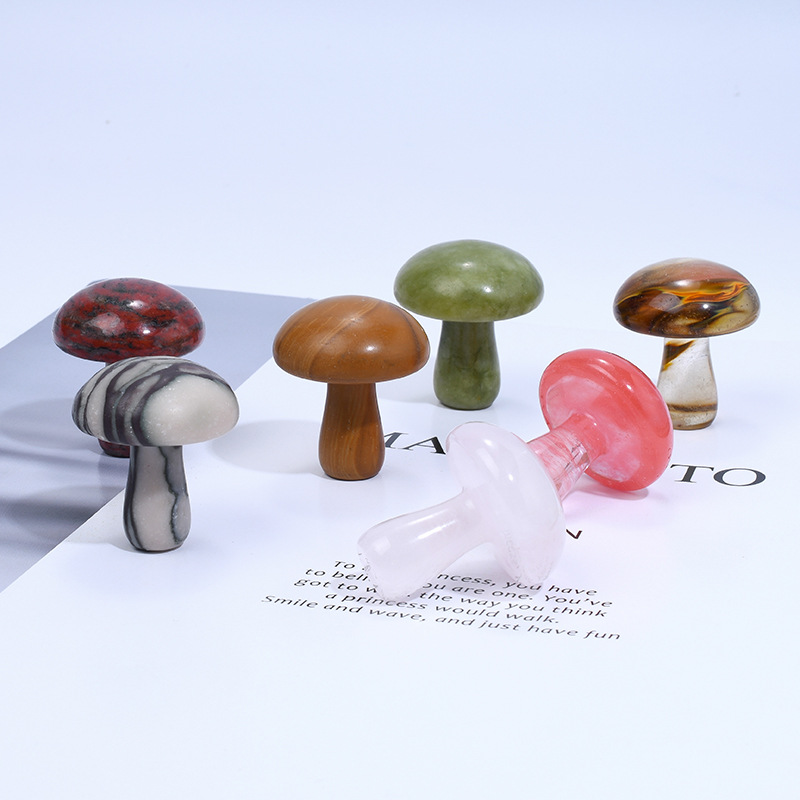 Statue de plante champignon en pierre naturelle aléatoire, 36x30x13mm, sculpture d'aquarium, décoration de la maison, gemme de polissage en cristal