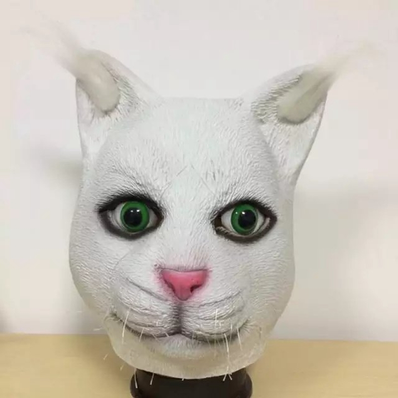 Party Masks Halloween Cute Realistic Cat Latex Mask Adult Full Face Latex Mask Halloween Masquerade Cosplay Party Mask 220826