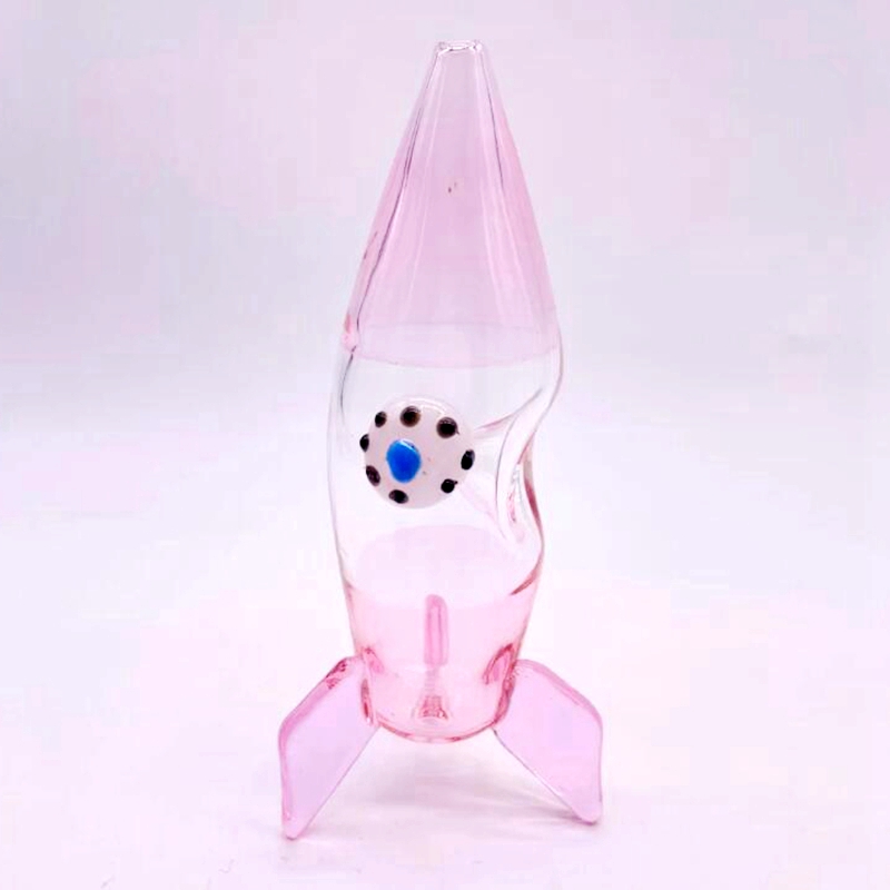 Colorful Pipes Missile Shape Vertical Decorate Pyrex Thick Glass Tube Handpipe Portable Handmade Dry Herb Tobacco Oil Rigs Filter Bong Hand Smoking DHL Free