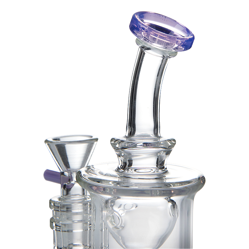 Cali Bee Showerhead Perc Hookahs Klein Recycler Dab Rigs 6 Inch 14mm Female Thick Pyrex Glass Bongs With Bowl Green Purple Smoking Pipes Water Pipes Tobacco Tools