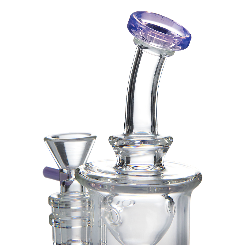 Cali Bee Showerhead Perc Hookahs Klein Recycler Dab Rigs 6 pouces 14mm Femelle Épais Pyrex Verre Bongs Avec Bol Vert Violet Pipes À Fumer Pipes À Eau Outils De Tabac