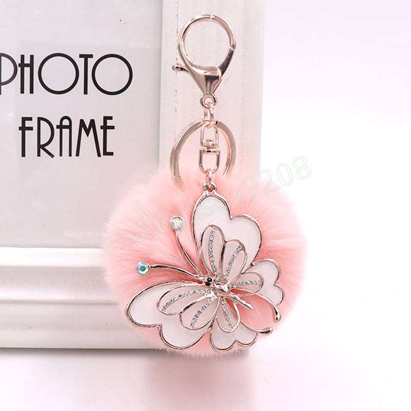 Fashion Butterfly Key Ring Creative Casal Chain Chain Rex Rabbit Plush Ball Bag Kichain Charm Pinging