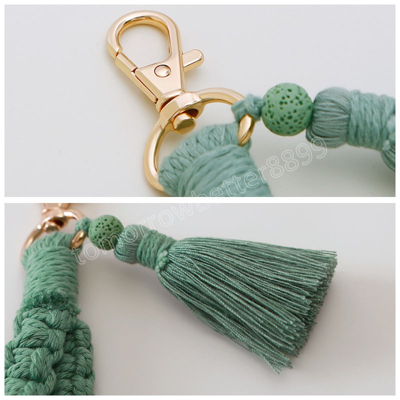 Cotton Woven Keychain Boho Handmade Tassel Key Ring For Ladies Boyfriend Gift Car Bag Decorative Charm Keychain