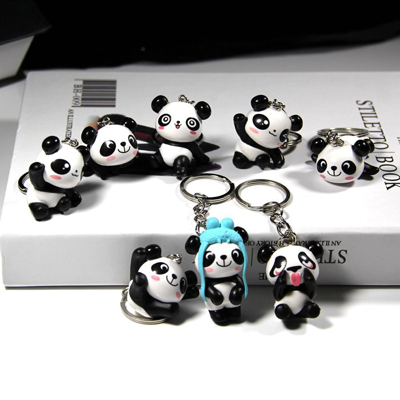 PVC Panda Keychain Cute Cartoon Keychain Bag Pendant Key Chain Crafts Gift Keyring